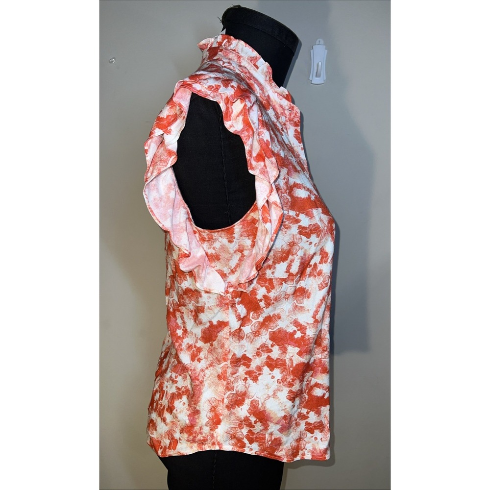 NWT KUT Froth The Kloth Sleeveless Coral White Ruffles Feminine summer Medium - Picture 4 of 9
